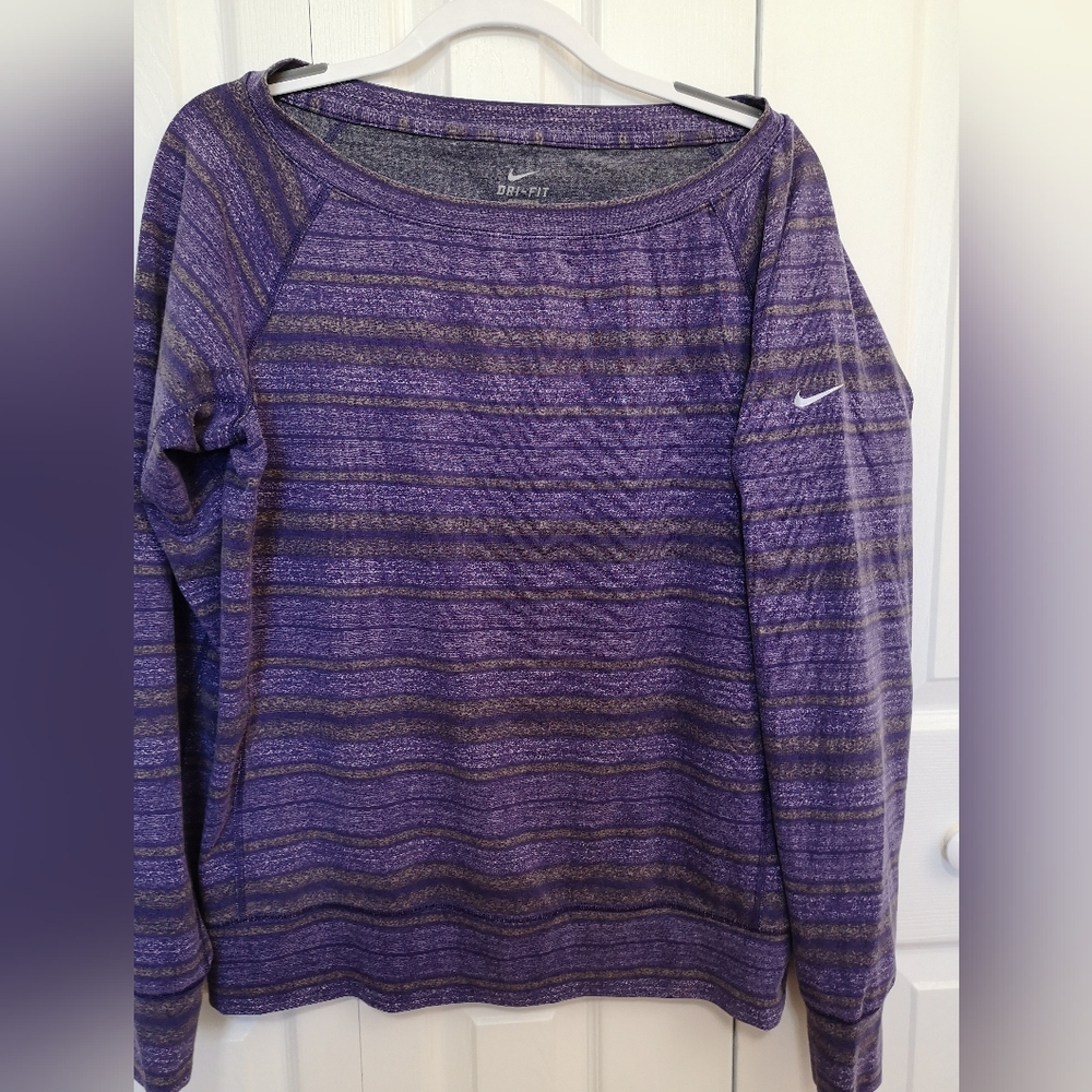 Nike Dri-FIT Purple Striped Top Size M